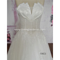 off shoulder sleeveless detachable lace appliques 3d lace designer wedding dress ball gown